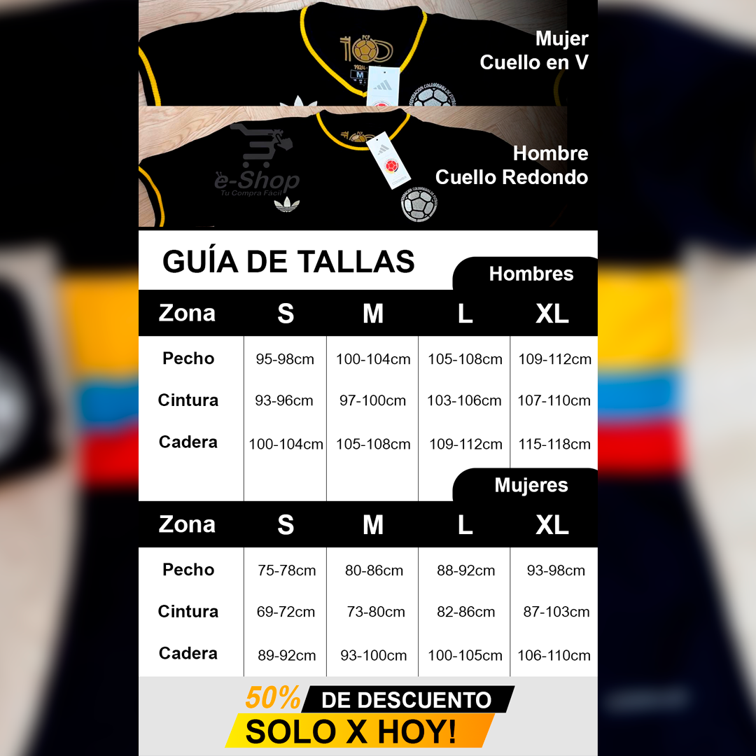 Camiseta Colombia Centenario 2025 Fan (Negra)