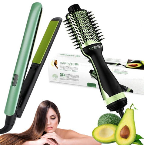 combo plancha aguacate + cepillo secador aguacate