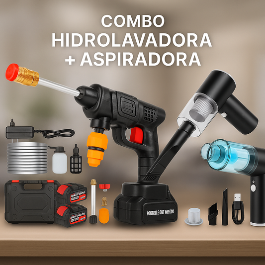 Combo Hidrolavadora 2 Baterias + Aspiradora Portatil