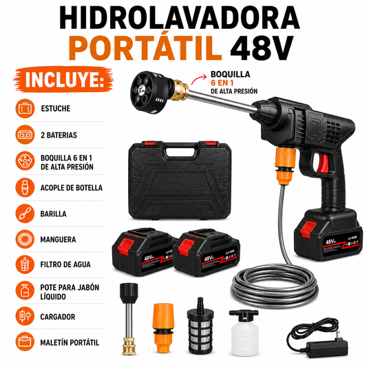 Hidrolavadora Portatil 6 boquillas + Accesorios