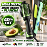 combo plancha aguacate + cepillo secador aguacate