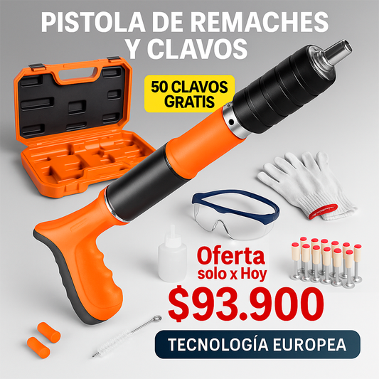 🔖 PISTOLA DE CLAVOS / REMACHES + 50 CLAVOS GRATIS🎁