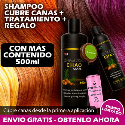 SHAMPOO CHAO CANAS + TRATAMIENTO +  OBSEQUIO