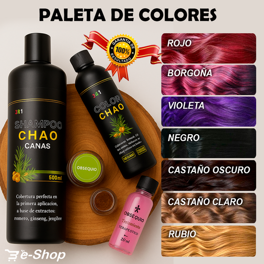 SHAMPOO CHAO CANAS + TRATAMIENTO +  OBSEQUIO