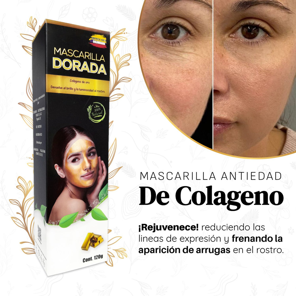 Mascarilla Facial de colágeno con Oro | GoldenGlow™ ✨